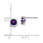 Load image into Gallery viewer, 14k White Gold 5mm Bezel Amethyst Stud Earrings, 4/5-Carat Gemweight
