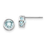 Load image into Gallery viewer, 14k White Gold 5mm Bezel Aquamarine Stud Earrings, 1-Carat Gemweight