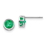 Load image into Gallery viewer, 14k White Gold 5mm Bezel Emerald Stud Earrings, 1-Carat Gemweight