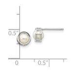 Load image into Gallery viewer, 14k White Gold 5mm Bezel Freshwater Cultured Pearl Stud Earrings