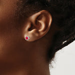 Load image into Gallery viewer, 14k White Gold 5mm Bezel Ruby Stud Earrings, 1.4-Carat Gemweight