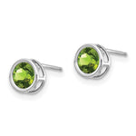 Load image into Gallery viewer, 14k White Gold 5mm Bezel Peridot Stud Earrings, 1.12-Carat Gemweight