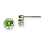 Load image into Gallery viewer, 14k White Gold 5mm Bezel Peridot Stud Earrings, 1.12-Carat Gemweight