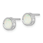 Load image into Gallery viewer, 14k White Gold 5mm Bezel Opal Stud Earrings, 5/8-Carat Gemweight