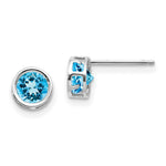 Load image into Gallery viewer, 14k White Gold 5mm Bezel Blue Topaz Stud Earrings, 1.3-Carat Gemweight