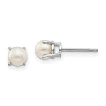 Load image into Gallery viewer, 14K White Gold 4.5mm Round June/Freshwater Cultured Pearl Post Earrings