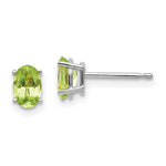 Load image into Gallery viewer, 14K White Gold 6x4 Oval August/Peridot Post Earrings
