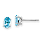 Load image into Gallery viewer, 14K White Gold 6x4mm December/Blue Topaz Post Earrings