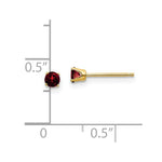 Load image into Gallery viewer, 14K Yellow Gold 3mm January/Garnet Post Earrings, 1/3-Carat Gemweight