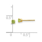 Load image into Gallery viewer, 14K Yellow Gold 3mm August/Peridot Post Earrings, 1/4-Carat Gemweight