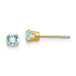 Load image into Gallery viewer, 14K Yellow Gold 4mm March/Aquamarine Post Earrings, 1/2-Carat Gemweight