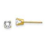 Load image into Gallery viewer, 14K Yellow Gold 4mm April/White Topaz Post Earrings, 5/8-Carat Gemweight