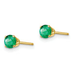 Load image into Gallery viewer, 14K Yellow Gold 4mm May/Emerald Post Earrings, 5/8-Carat Gemweight