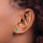 Load image into Gallery viewer, 14K Yellow Gold 4mm May/Emerald Post Earrings, 5/8-Carat Gemweight