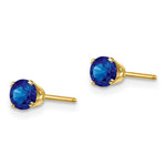 Load image into Gallery viewer, 14K Yellow Gold 4mm September Blue Sapphire Post Earrings 0.76-Carat tw