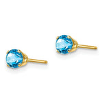 Load image into Gallery viewer, 14K Yellow Gold 4mm December Blue Topaz Post Earrings 0.66-Carat tw