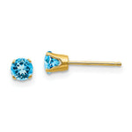 Load image into Gallery viewer, 14K Yellow Gold 4mm December Blue Topaz Post Earrings 0.66-Carat tw