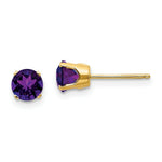 Load image into Gallery viewer, 14K Yellow Gold 5mm Amethyst Earrings - February -Carat tw