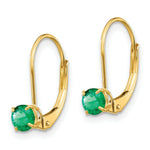 Load image into Gallery viewer, 14K 4mm Round May/Emerald Leverback Earrings