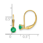 Load image into Gallery viewer, 14K 4mm Round May/Emerald Leverback Earrings