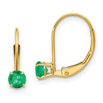 Load image into Gallery viewer, 14K 4mm Round May/Emerald Leverback Earrings