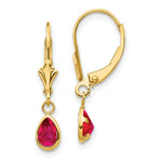 Load image into Gallery viewer, 14K 6x4mm Ruby/July Leverback Earrings