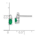 Load image into Gallery viewer, 14k White Gold Emerald Diamond Earring with Diamond Accent, 0.54-Carat Gemweight