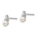 Load image into Gallery viewer, 14k White Gold Genuine Freshwater Cultured Pearl Diamond Earring with Diamond Accent, 0.3-Carat Gemweight