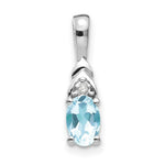 Load image into Gallery viewer, 14K White Gold 0.37-Carat Oval Aquamarine and Diamond Pendant