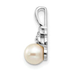 Load image into Gallery viewer, 14K White Gold Genuine 6mm Freshwater Cultured Pearl and Diamond Pendant