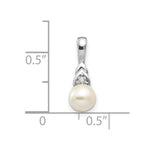 Load image into Gallery viewer, 14K White Gold Genuine 6mm Freshwater Cultured Pearl and Diamond Pendant