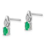 Load image into Gallery viewer, 14K White Gold Emerald Diamond Earrings