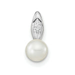 Load image into Gallery viewer, 14K White Gold 6mm Genuine Freshwater Cultured Pearl Diamond Pendant