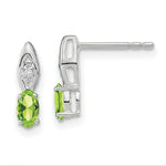 Load image into Gallery viewer, 14K White Gold Oval Peridot Diamond Accent August Birthstone Earrings