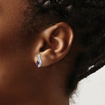 Load image into Gallery viewer, 14K White Gold Amethyst Diamond Earrings