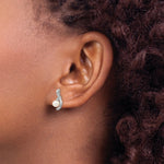Load image into Gallery viewer, 14K White Gold Genuine Freshwater Cultured Pearl Diamond Earrings