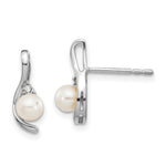 Load image into Gallery viewer, 14K White Gold Genuine Freshwater Cultured Pearl Diamond Earrings