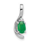Load image into Gallery viewer, 14K White Gold 0.36-Carat Oval Emerald Diamond Pendant
