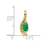 Load image into Gallery viewer, 14K Yellow Gold Diamond & 0.37-Carat Oval Emerald Pendant