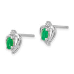 Load image into Gallery viewer, 14K White Gold Emerald Diamond Earrings