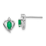 Load image into Gallery viewer, 14K White Gold Emerald Diamond Earrings