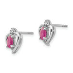 Load image into Gallery viewer, 14K White Gold Ruby Diamond Earrings