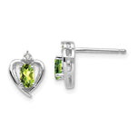Load image into Gallery viewer, 14K White Gold Peridot Diamond Earrings