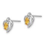 Load image into Gallery viewer, 14K White Gold 0.35-Carat Oval Citrine Diamond Accent Heart Earrings