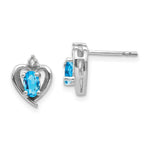 Load image into Gallery viewer, 14K White Gold 0.52-Carat Oval Blue Topaz Diamond Accent Earrings