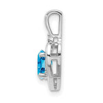 Load image into Gallery viewer, 14K White Gold 1/2-Carat Oval Blue Topaz Diamond Pendant