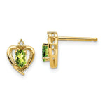 Load image into Gallery viewer, 14K Yellow Gold Diamond & Peridot Earrings 0.01-Carat Diamond Accent, 0.48-Carat Gemweight