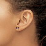 Load image into Gallery viewer, 14k Yellow Gold Polished Rhodolite Bow Post Earrings