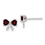 Load image into Gallery viewer, 14k White Gold Polished Garnet Bow Post Earrings