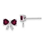 Load image into Gallery viewer, 14k White Gold Polished Created Ruby Bow Post Earrings